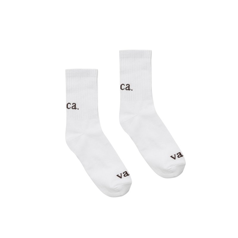 VACA WHITE SOCKS - ถุงเท้า - ผ้าฝ้าย/ผ้าลินิน ขาว