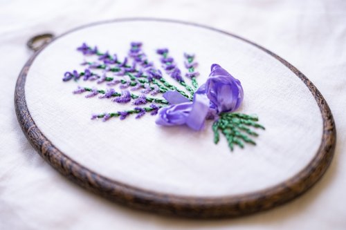 犬の刺繍入りラベンダーサシェ 犬の刺繍入りラベンダーサシェ