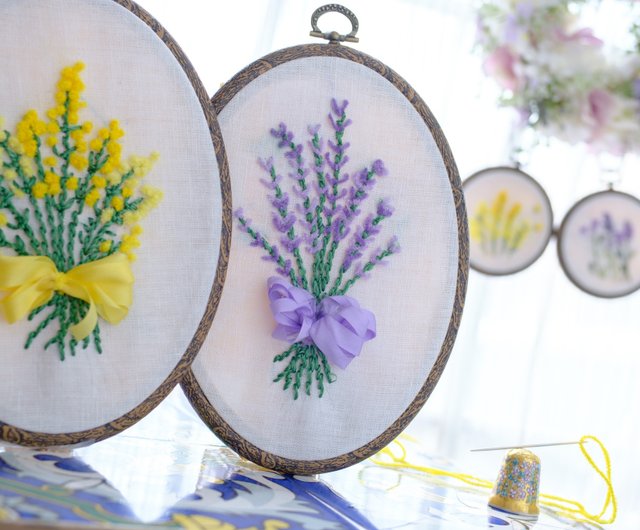 ラベンダーの花の刺繍制作キット 大きい枠で しっかり刺繍したい方へ