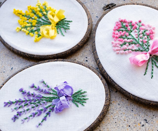 ラベンダーの花の刺繍制作キット 大きい枠で しっかり刺繍したい方へ