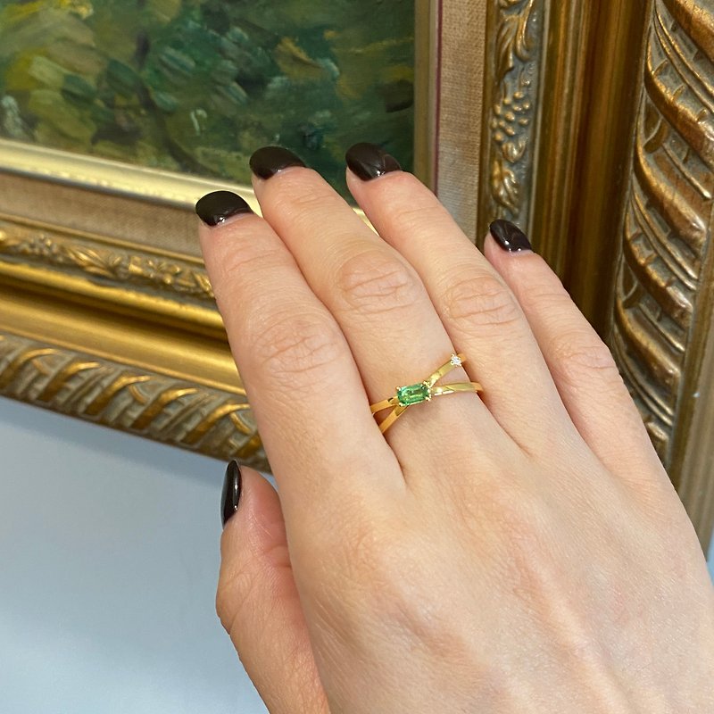 沙弗萊石18K交錯戒指 - 戒指 - 寶石 綠色