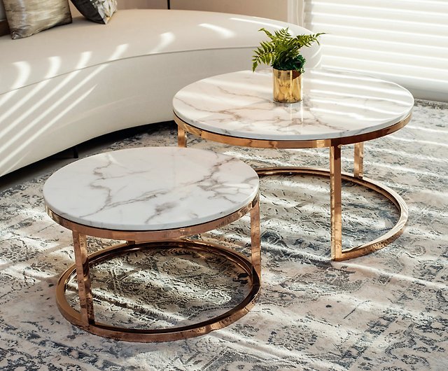 Round Marble Tea Table Stainless Steel, Round Stainless Steel Coffee Table