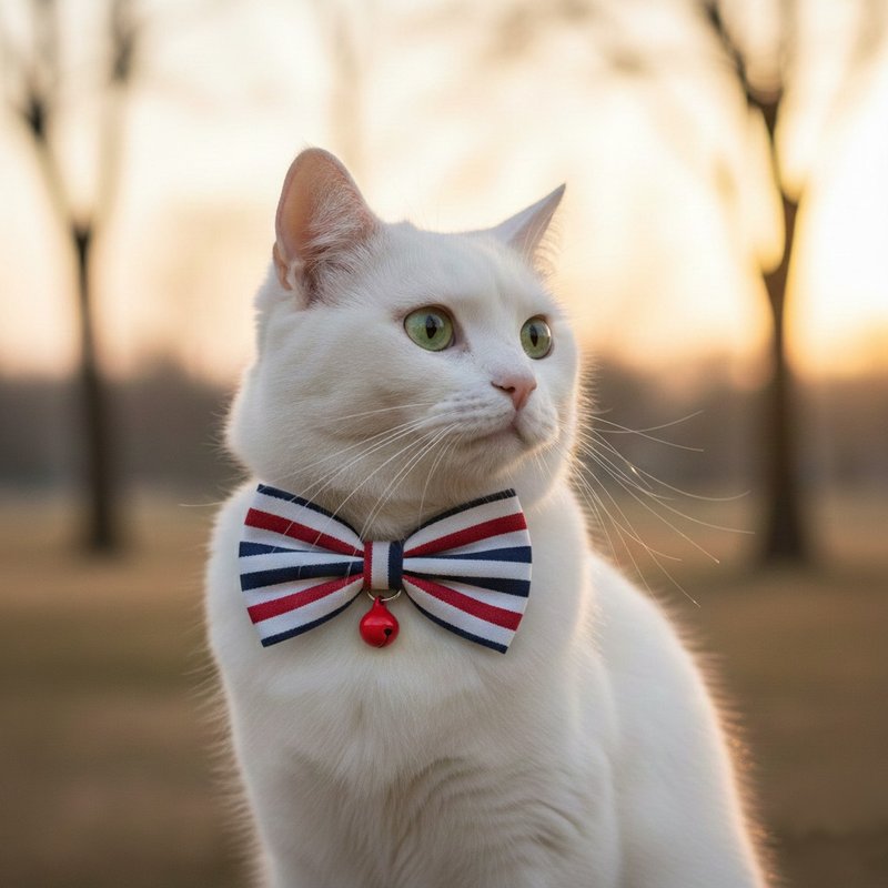 stripes bowtie pet decoration collar for cats, small dogs, mini dogs. - ปลอกคอ - ผ้าฝ้าย/ผ้าลินิน หลากหลายสี