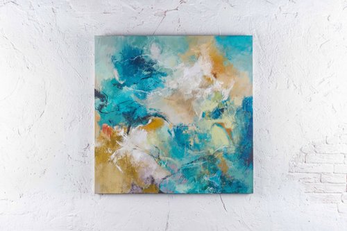抽象油彩画 青とオレンジ オレンジと青のテクスチャーのある抽象絵画, 橙色, 青い, 蒼色