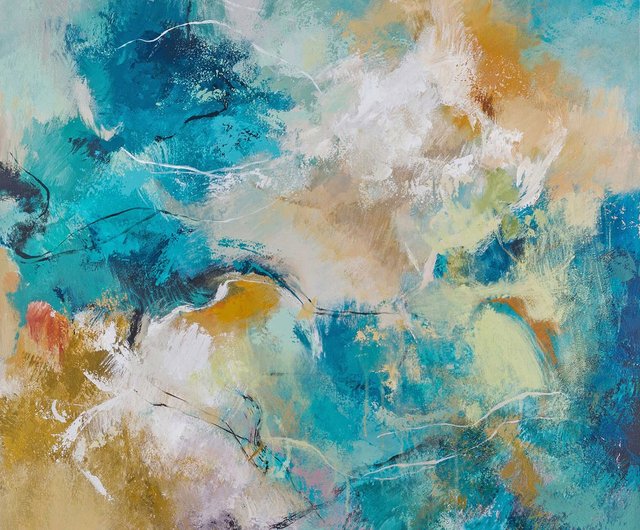 抽象油彩画 青とオレンジ オレンジと青のテクスチャーのある抽象絵画, 橙色, 青い, 蒼色