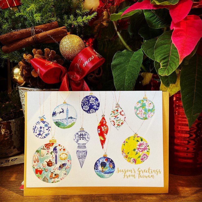 Taiwan ornaments Christmas card - Cards & Postcards - Paper Gold