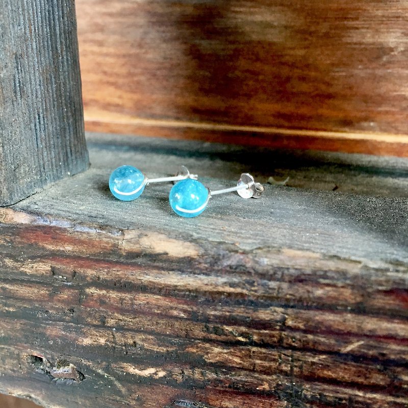 纏繞-海藍寶 - 耳環/耳夾 - 寶石 藍色