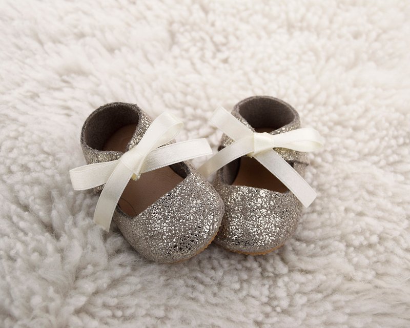 Gold Leather Baby Mary Jane, Handmade Leather Baby Shoes, Baby Dress Shoes, Glitter Baby Girl Shoes, Baby Girl Gifts, Baby Shower Gift - รองเท้าเด็ก - หนังแท้ สีทอง