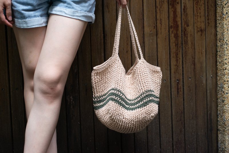 Personalized tote bag natural cotton thread weaving - กระเป๋าแมสเซนเจอร์ - ผ้าฝ้าย/ผ้าลินิน 