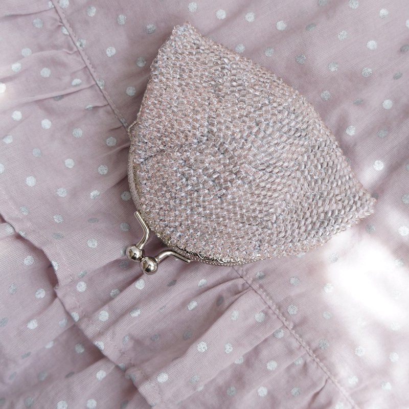 Ba-ba handmade Seedbeads crochet pouch No.1955 - 零錢包/小錢包 - 其他材質 粉紅色