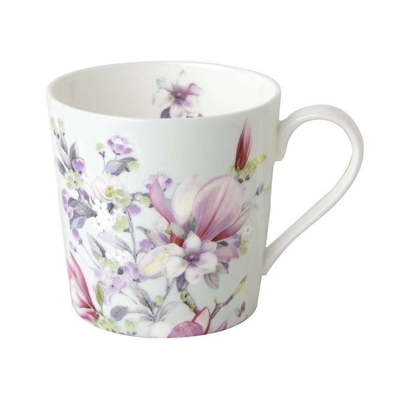 German IHR-Bone China Mug-Romantic Magnolia Bone China Mug - แก้ว - เครื่องลายคราม หลากหลายสี