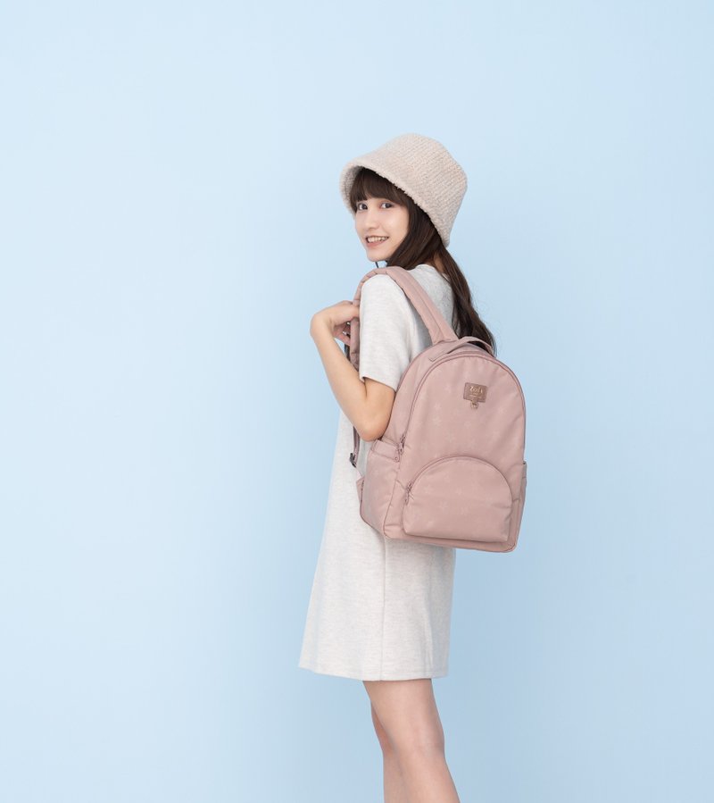 Small freely retractable bag (Soft Mist Pink Starry Sky)_Can be increased in capacity_Fashionable mother bag_Lightweight decompression - Backpacks - Nylon Pink