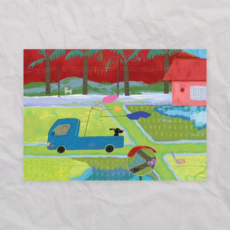 艸方明信片 台灣風景 北斗局部圖 原創插畫 萬用卡 文具 - 卡片/明信片 - 紙 綠色