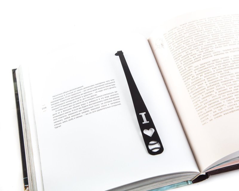 Metal Bookmark Baseball Love // Free shipping worldwide - 書籤 - 其他金屬 黑色