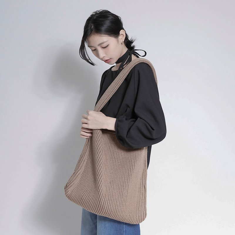 Perch perched knitted bag _7AB900_ rotten brown - Messenger Bags & Sling Bags - Polyester Brown