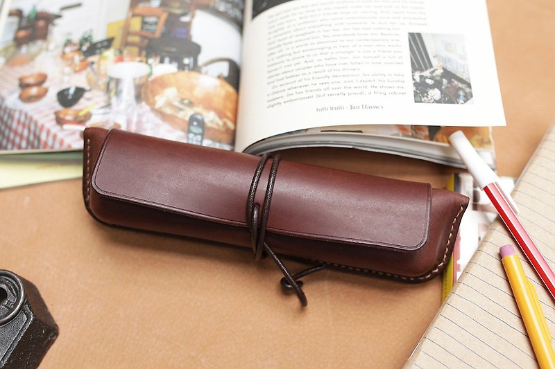 Capsule Pen Case|Leather Customization|Custom Typing|Pen Case|Stationery Storage|Genuine Leather|Gift - Pencil Cases - Genuine Leather 