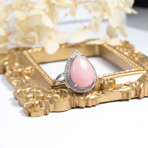 A Jewelry 粉蛋白 10月生日石 夏天 純銀戒指