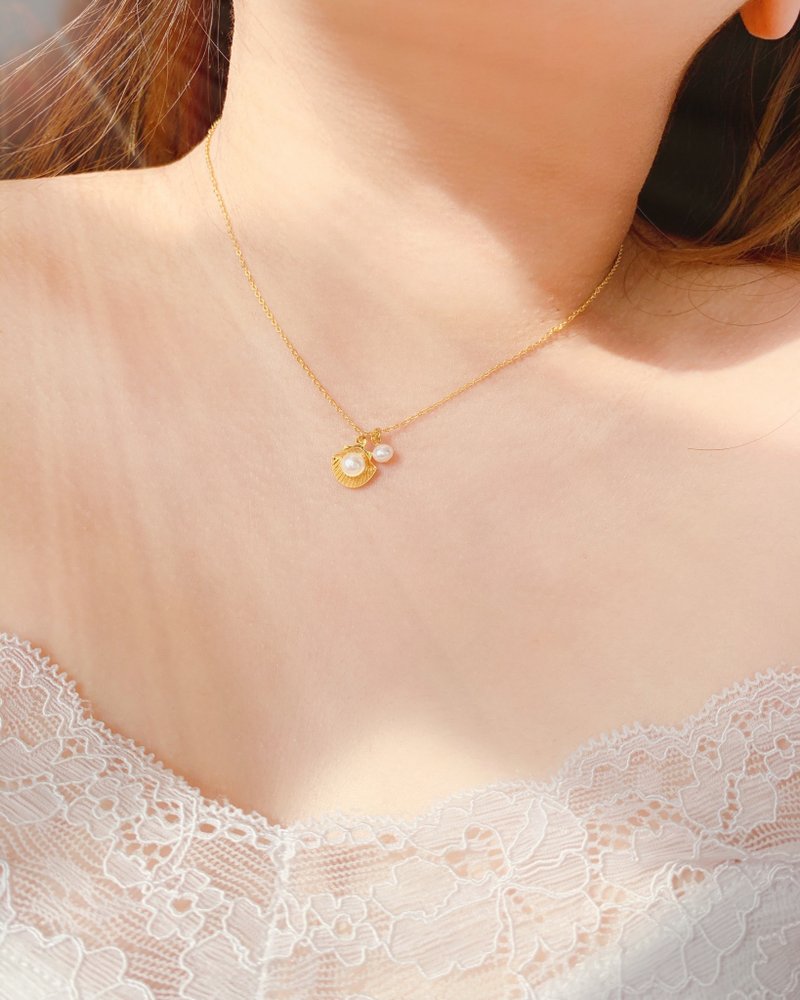 【925 Sterling Silver Gold-plated Pearl Necklace•Necklace] | Daily•Wedding•Gift - สร้อยคอ - ไข่มุก สีทอง