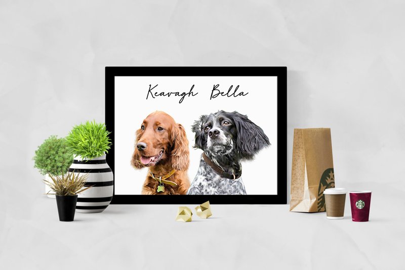 Other Materials Other - 2 dog pet portrait, Pet portrait multiple pets, Multiple pet portrait, customize