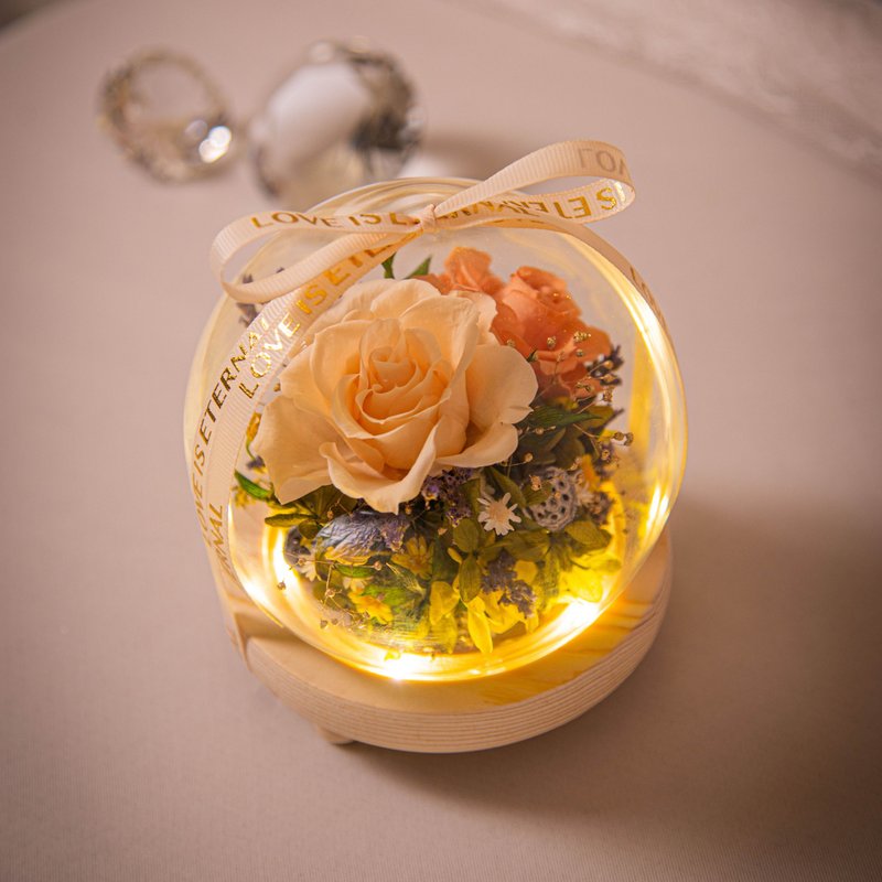 [Forest Department] Japanese eternal rose crystal ball glass cover LED night light / 2 styles in total - Dried Flowers & Bouquets - Plants & Flowers Multicolor