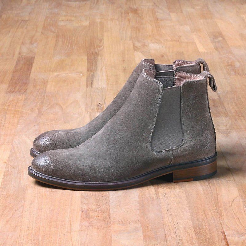 Vanger 優雅美型‧極簡高格素面卻爾西靴 Va211麂皮深灰 - 男靴/短靴 - 真皮 灰色