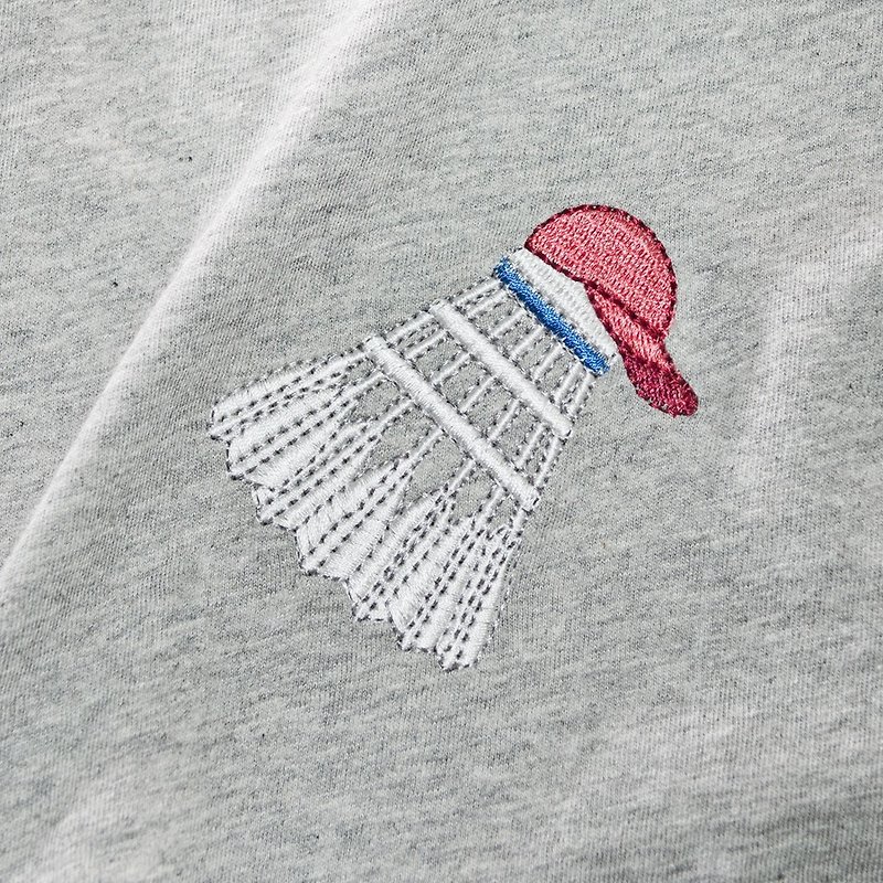 HypAバドミントン刺繍グレーTシャツ/ ASB06 - ショートパンツ レディース - コットン・麻 グレー