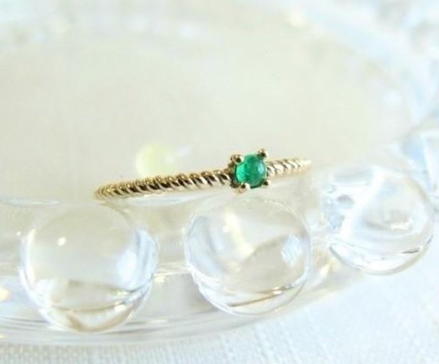 Made to order] Plump emerald twist pinky ring / K18YG May