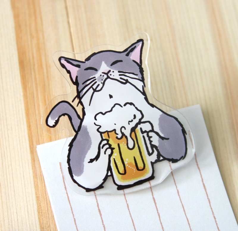 Acrylic Clip Cat Cheers with Beer - Other - Acrylic Yellow