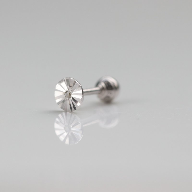 14K white gold radiant diamond bead earrings, ear bone and ear socket, non-fading - ต่างหู - เครื่องประดับ สีทอง