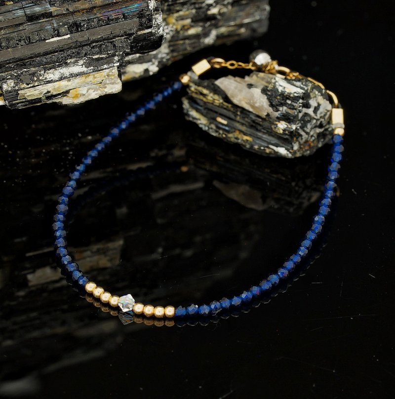 曰本 Cenfill 鋼絲 藍剛玉 14K包金 GF Swarovski 水晶手鍊 - 手鍊/手環 - 寶石 
