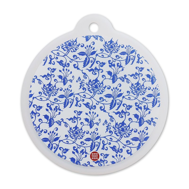 Authorized by the Forbidden City | Blue and white Silicone coaster (blue and white vase with angustifolia pattern) - Coasters - Silicone Multicolor