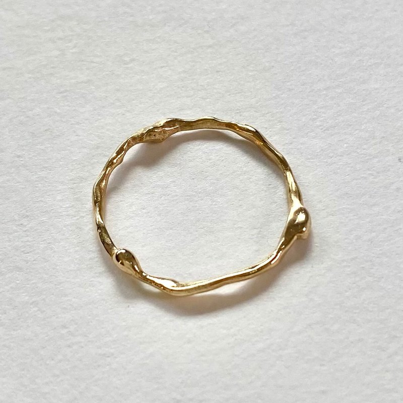 Slight vine tree bud tail ring 14k - แหวนทั่วไป - เงินแท้ สีทอง