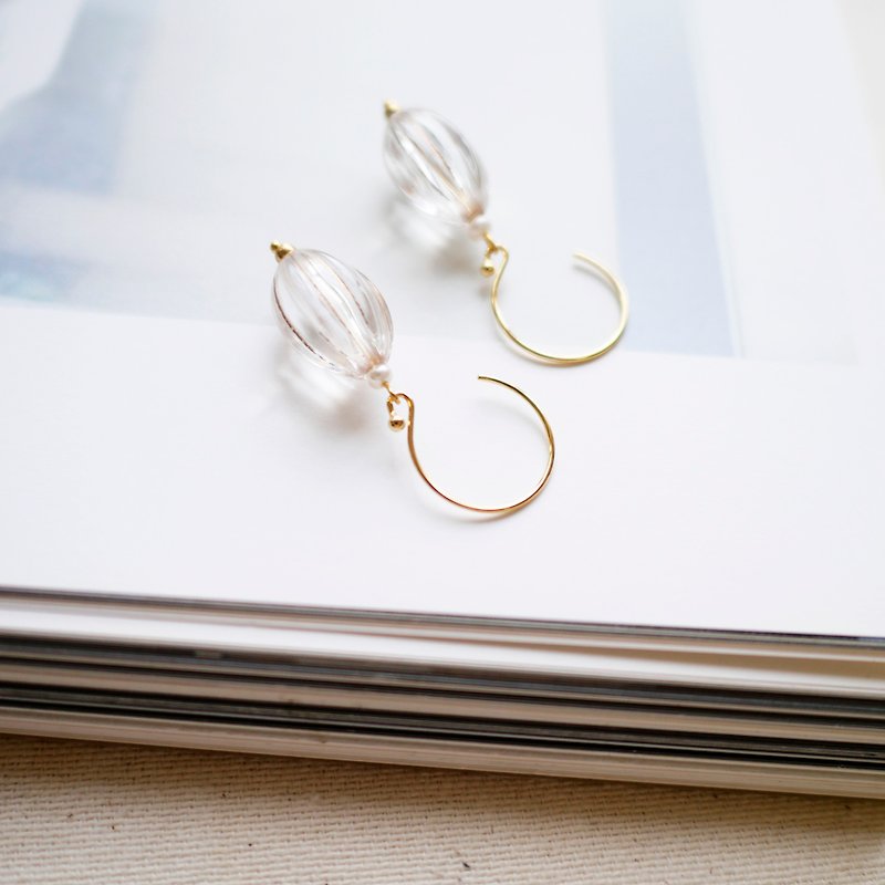 [Ge] Ting Feng plated Bronze earrings - Earrings & Clip-ons - Pearl Transparent