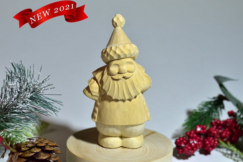 手工雕刻人物木製雕塑人物繪畫俄羅斯聖誕老人 DIY - 木工/竹藝/紙雕 - 木頭 咖啡色