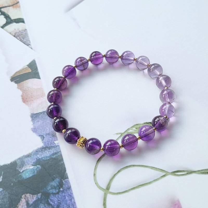 Noble Stone/ Wisdom Stone/ Peach Blossom / Noble ~ Gradient Amethyst Bracelet - สร้อยข้อมือ - คริสตัล 