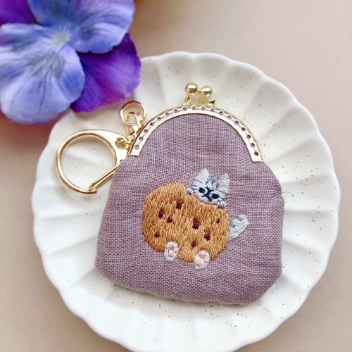 chim-neko 曲奇貓刺繡迷你硬幣盒