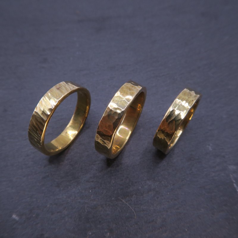 Bronze forged knock ring - unisex style (width approximately 4.5mm, thickness approximately 1.5mm) - แหวนทั่วไป - โลหะ สีเงิน