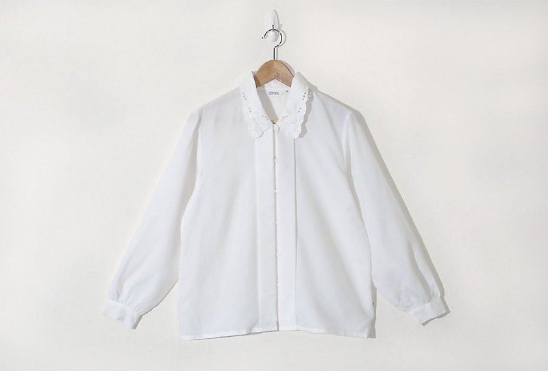 キリンキリンマン_カーブドカラーダブルファッションヴィンテージシャツ - シャツ・ブラウス - ポリエステル ホワイト