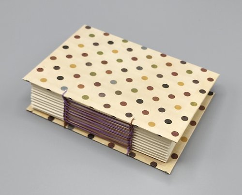 Journal Collections Coptic Weave Stitched Journal - Polka Dot (Amethyst &amp; Brown Stitched)