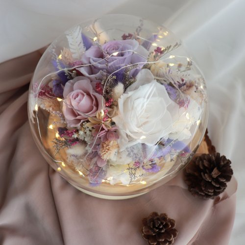 蒔嚐花藝 shibashibaflorist | 客製化禮物 | - 永生花玻璃球(特大) - 居家擺飾 情人節禮物
