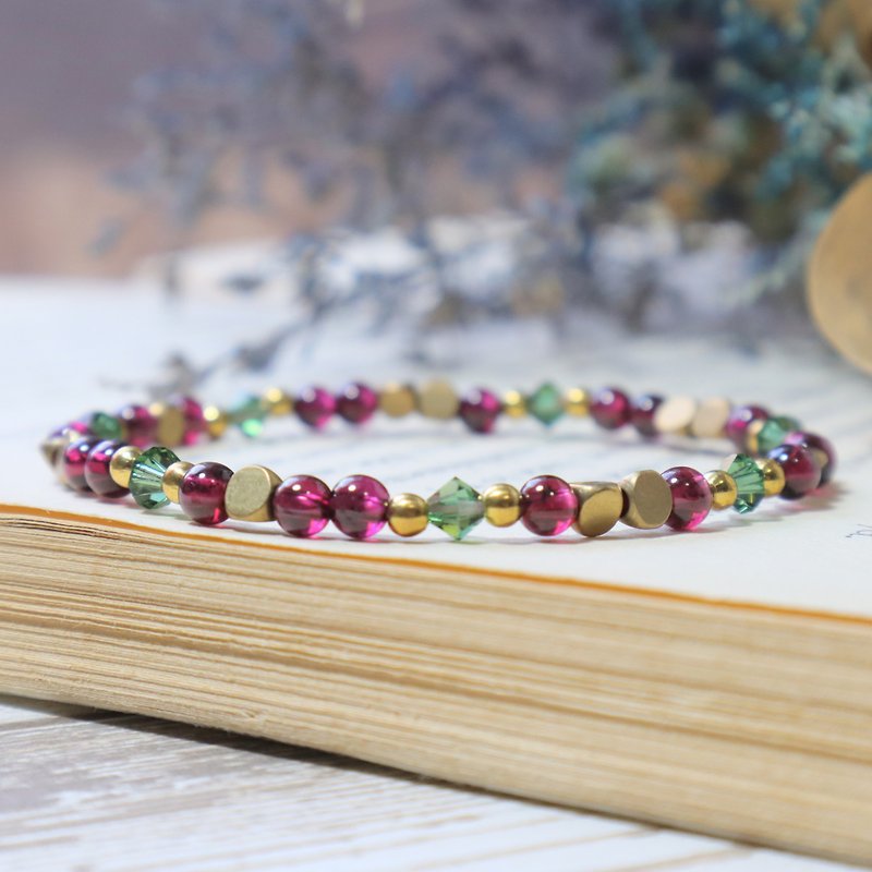 Richangshenghuo Bronze bracelet Stone/ Swarovski Crystal / Tanabata gift customized - Bracelets - Copper & Brass Purple