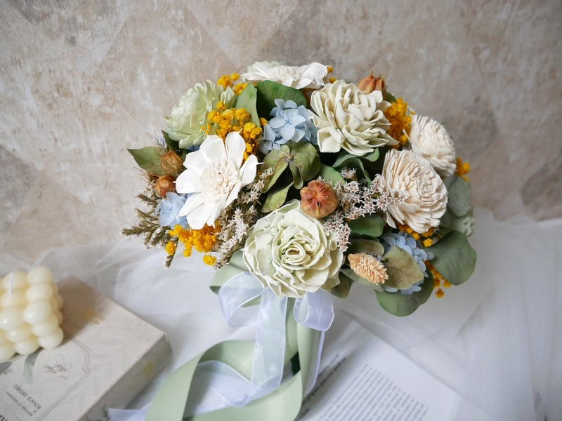 [Early Summer Dance] Natural Style Hand-Tied Dried Flower Split Bouquet - Sharing Bouquet / Custom Order / Wedding - ช่อดอกไม้แห้ง - พืช/ดอกไม้ สีเขียว