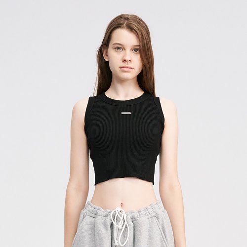 MOKACME MOKACME 2022AW 鋼片LOGO標識女式針織彈力打底背心辣妹吊帶
