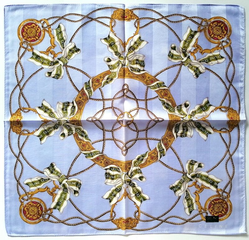 Celine Vintage Handkerchief Luxurious Antique Jewelry Gift 20 x 19.5 inches - Handkerchiefs & Pocket Squares - Cotton & Hemp Purple