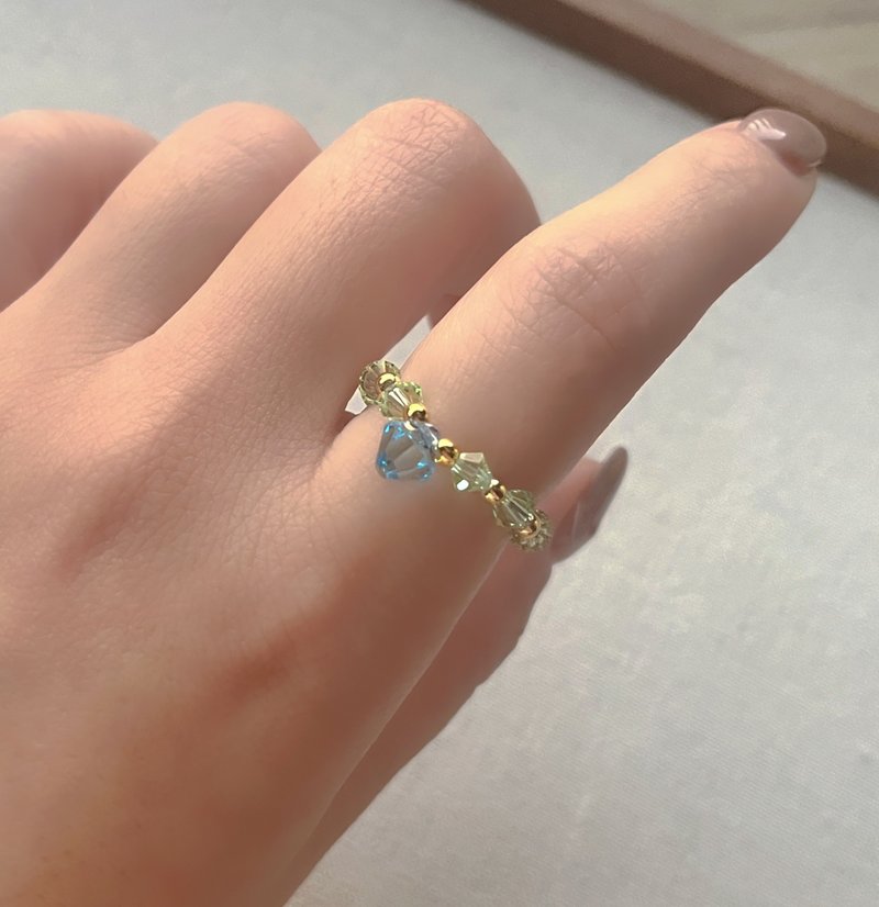 施華洛世奇水晶珠彈性戒指 - 戒指 - 玻璃 多色