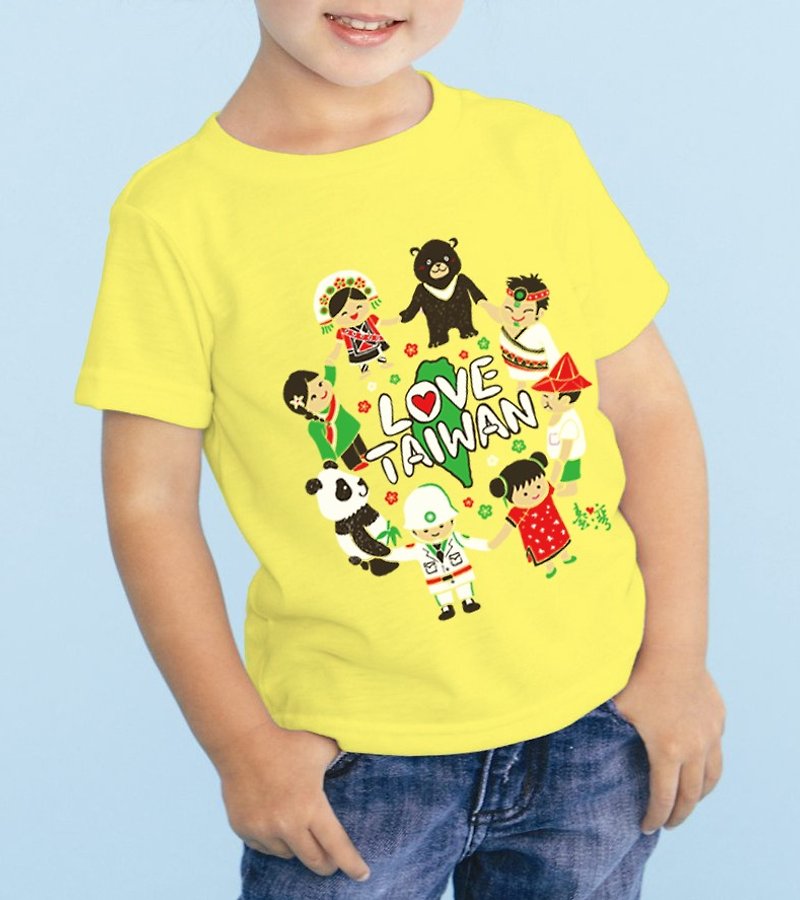 子供用コットンTシャツ-台湾を守る-イエロー - トップス・Tシャツ - コットン・麻 イエロー