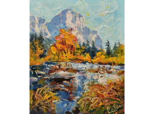 ArtDivyaGallery National Park Painting Mountains California Landscape America Yosemite Autumn