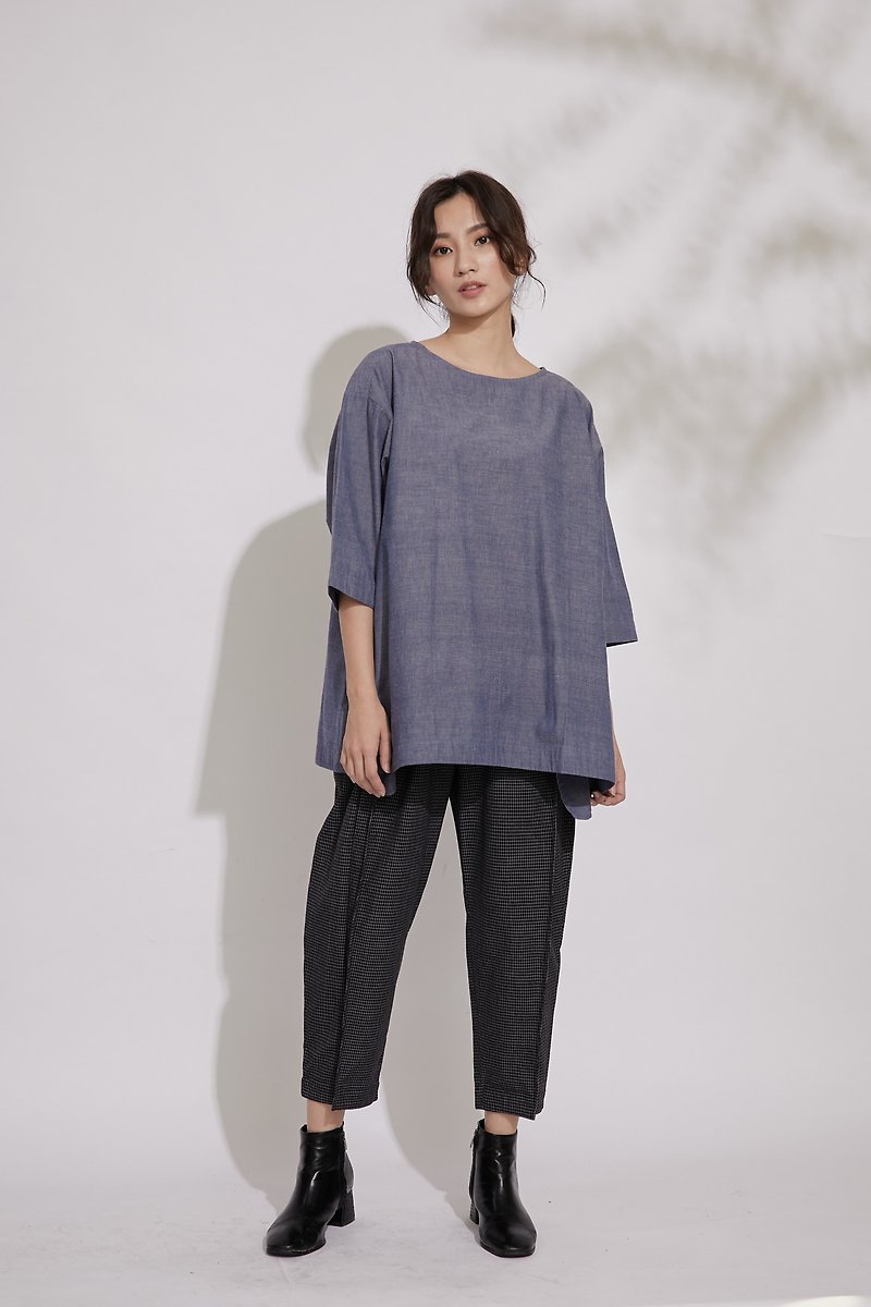 Rooted Wide Pants_Night Grid_Fair Trade - Women's Pants - Cotton & Hemp Multicolor