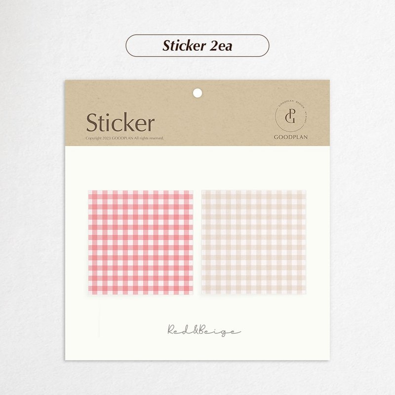 Gingham check memo A red&beige - 電腦手機桌布/貼圖/App 圖示 - 其他材質 