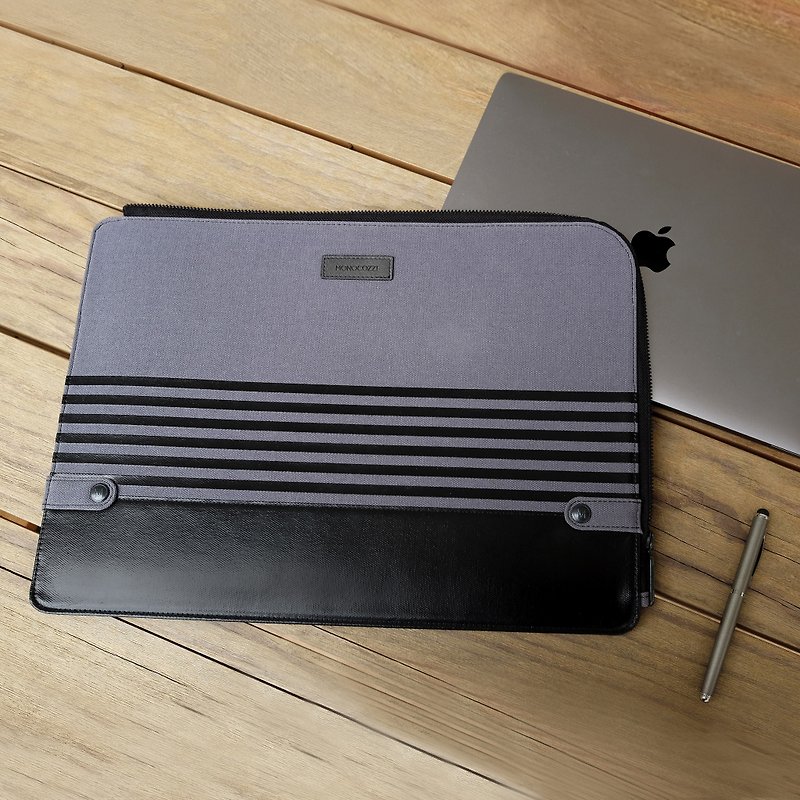 Gritty  Ultra Slim Sleeve for MacBook Pro 15  w/ USB-C & MacBook Air 13 - Black - Tablet & Laptop Cases - Cotton & Hemp Black
